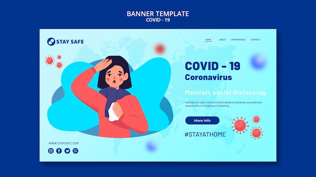 Coronavirus banner template with illustration