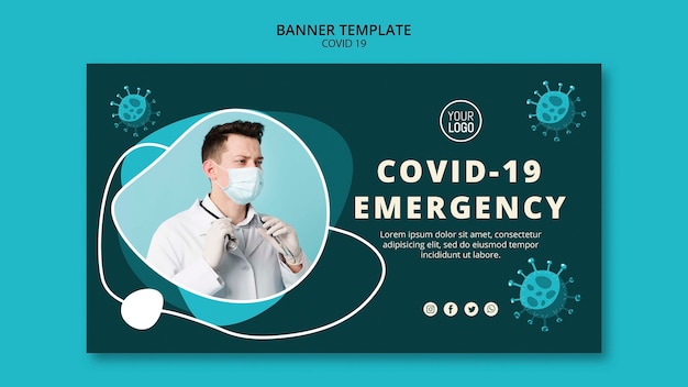 Free PSD coronavirus banner with photo