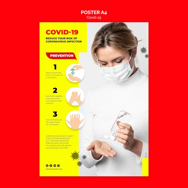 Free PSD coronavirus prevention poster template