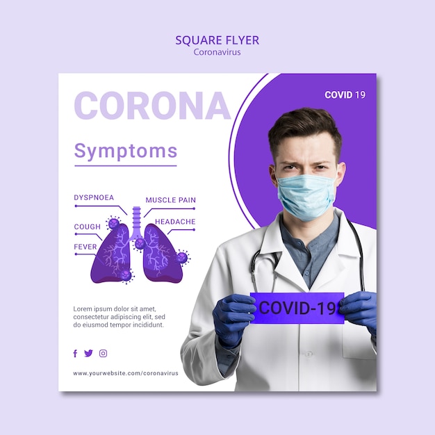 Coronavirus square flyer design