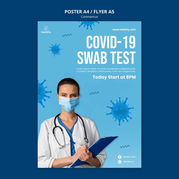 Coronavirus swab test poster template