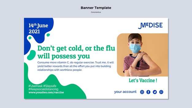 Coronavirus vaccine banner template