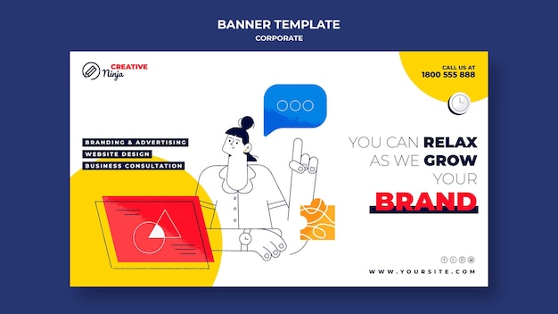 Corporate banner template with illustrations