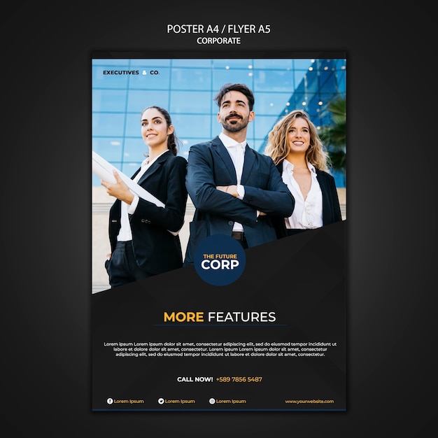 Corporate poster template with photo