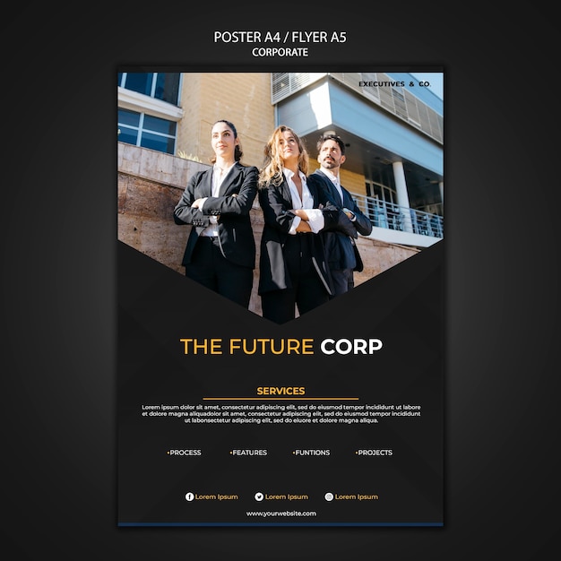 Free PSD corporate poster template with photo