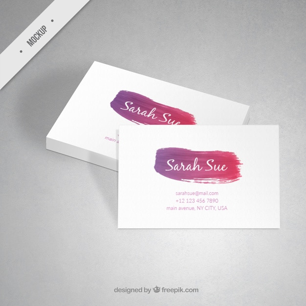 Corporative card mockup with a watercolor brush stroke