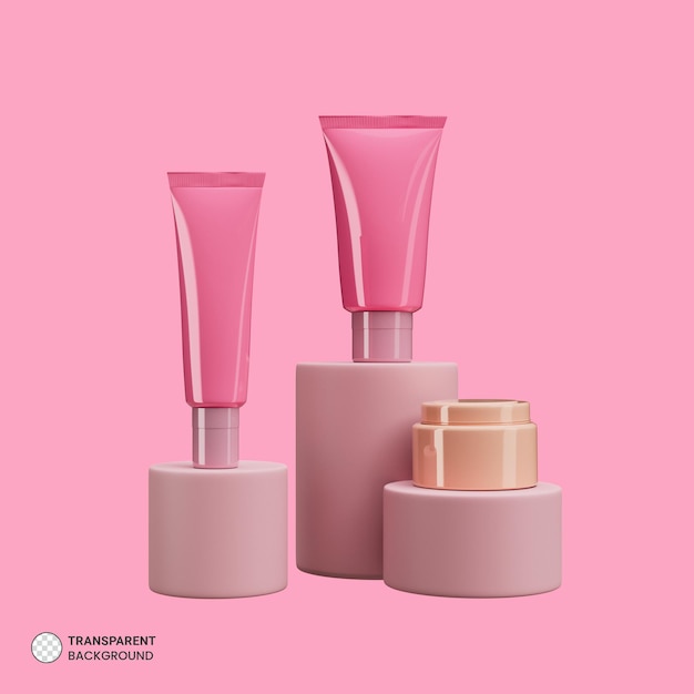 Free PSD cosmetics packaging set icon isolated 3d render illustration