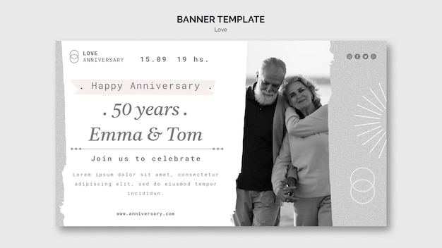 Free PSD couple anniversary banner template