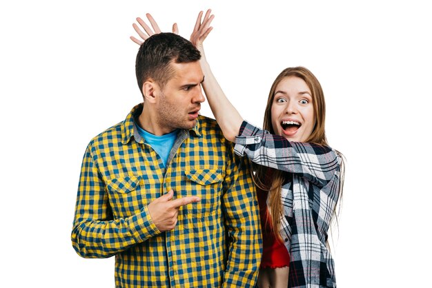 Free PSD couple gesturing together