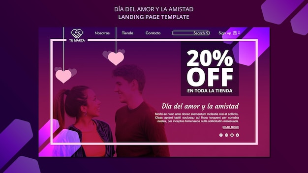 Couple looking at each other landing page template