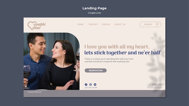 Free PSD couple love landing page template