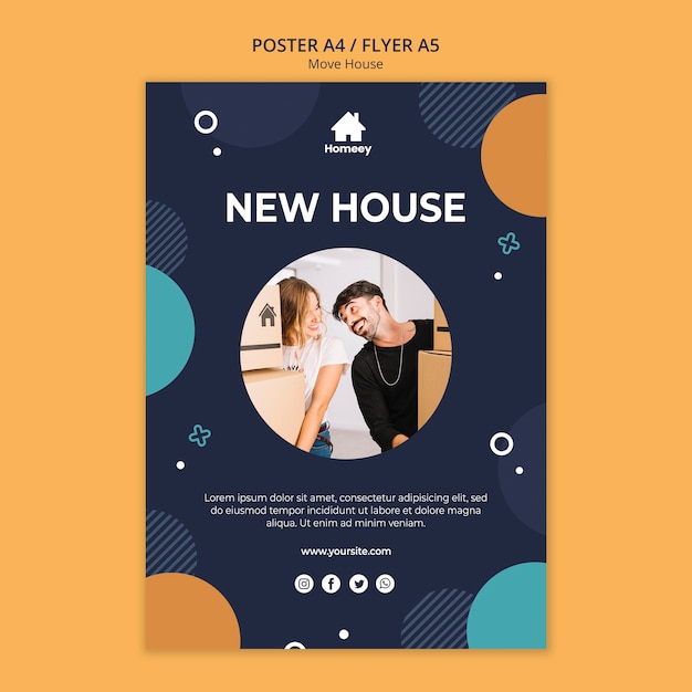 Free PSD couple moving and have a fresh start flyer