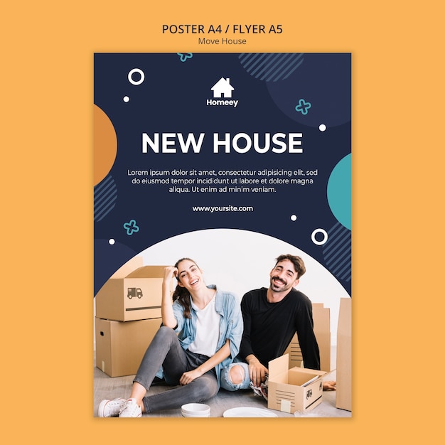 Free PSD couple moving and have a fresh start poster