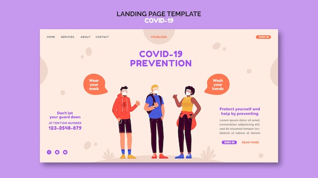 Free PSD covid 19 landing page