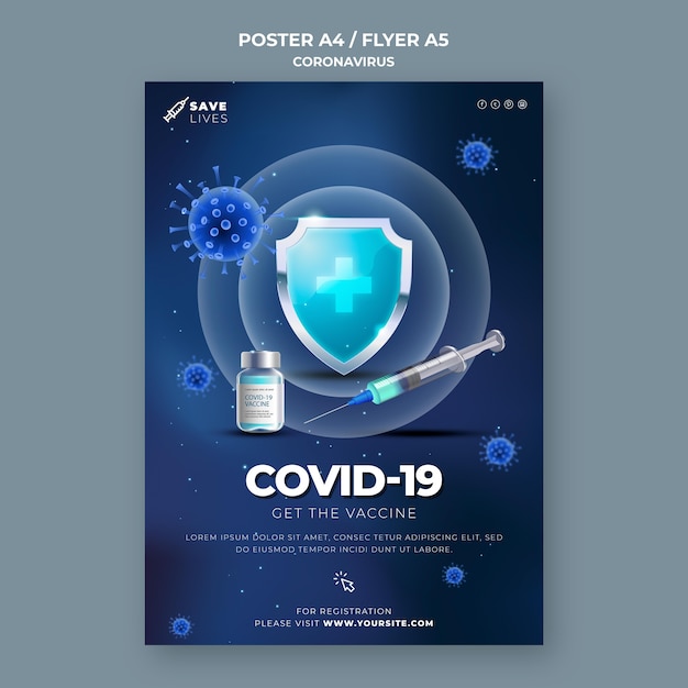 Free PSD covid 19 poster template