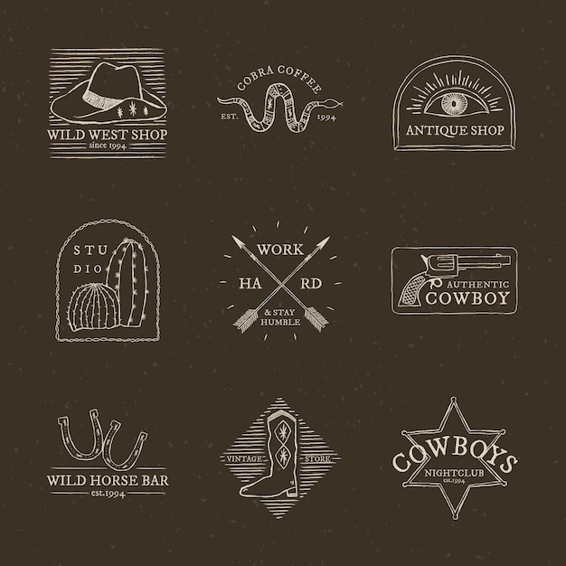 Cowboy themed logo psd collection