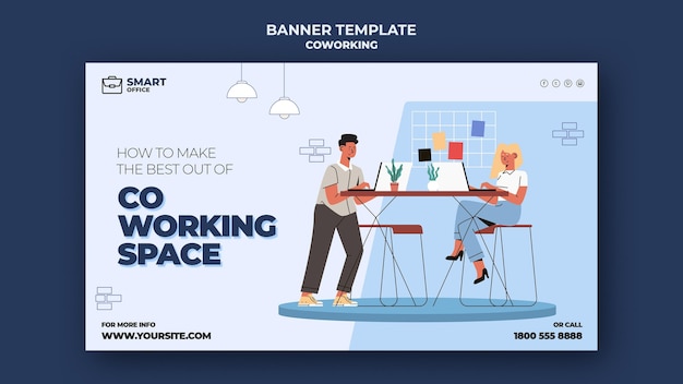 Free PSD coworking space banner template