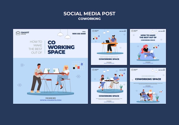 Free PSD coworking space social media post