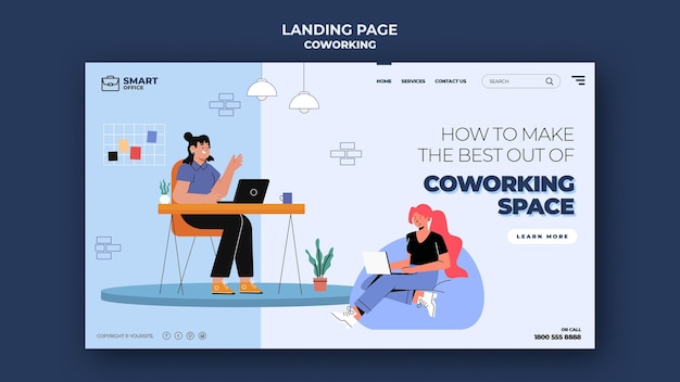 Free PSD coworking space web template