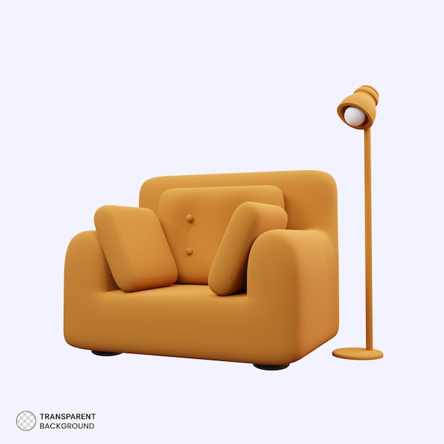 Cozy sofa set icon isolated 3d render illustration