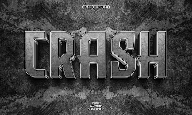 Free PSD crash 3d editable text effect