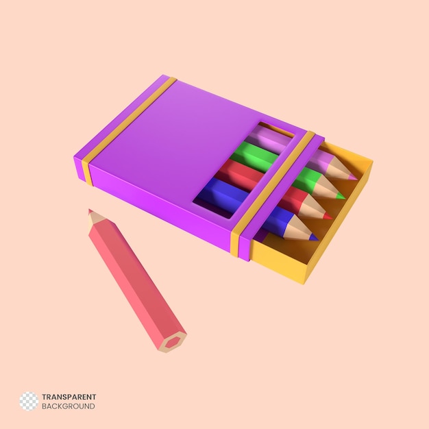 Crayon color pencil and box icon Isolated 3d render Illustration