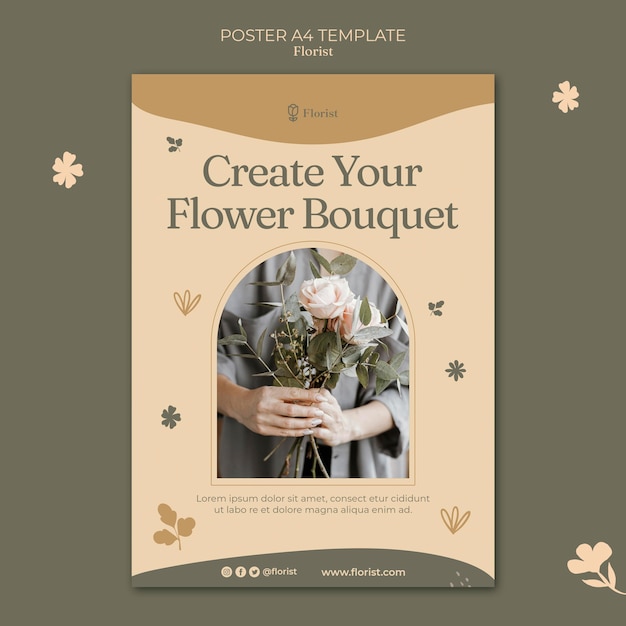 Free PSD create flower bouquet poster template