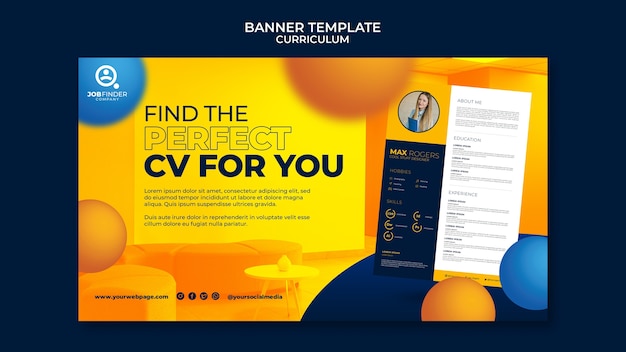 Free PSD create perfect resume banner template