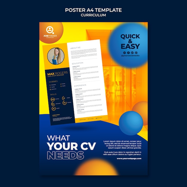 Free PSD create perfect resume flyer template