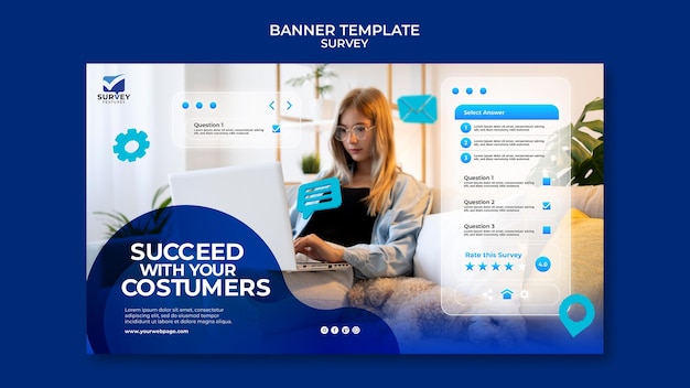 Free PSD creative blue survey banner template