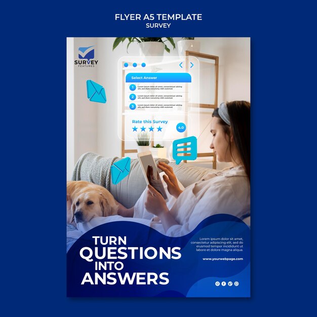 Creative blue survey print template