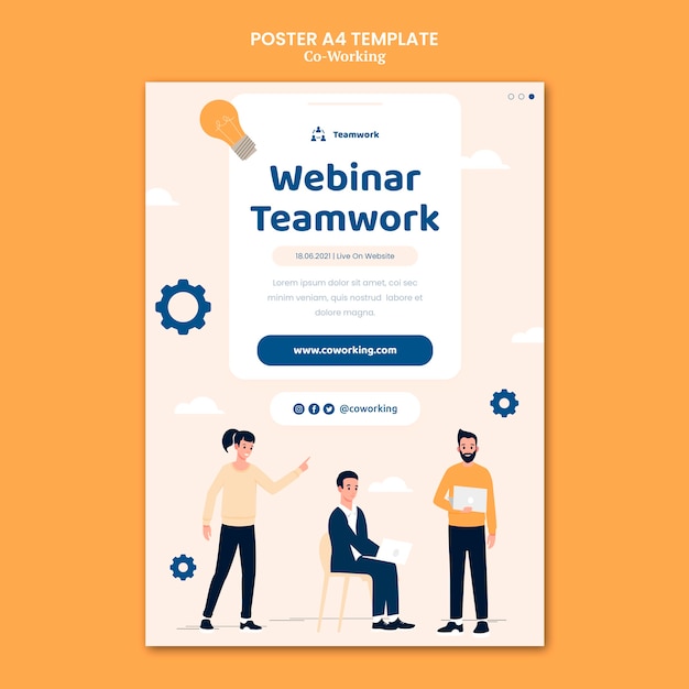 Free PSD creative co-working poster template