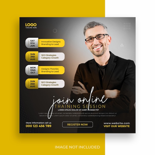 Free PSD creative concept live streaming workshop post social media marketing promotion template