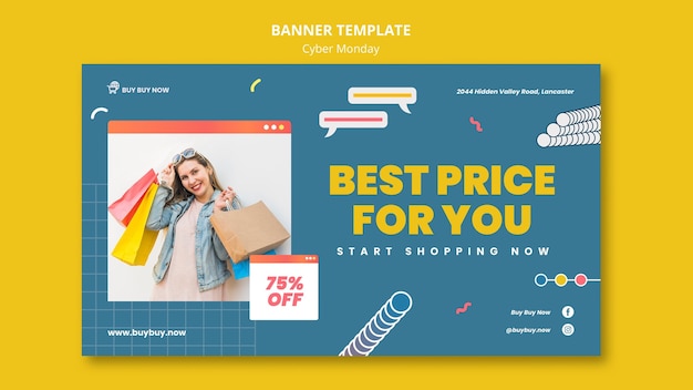 Creative cyber monday sales banner template