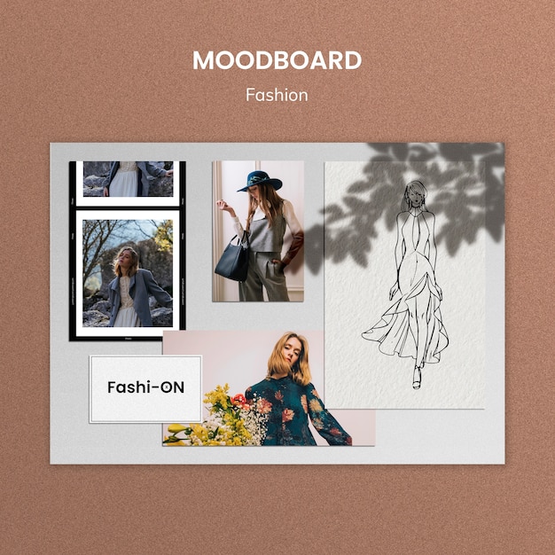 Free PSD creative fashion moodboard template