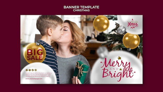 Free PSD creative festive christmas horizontal banner template