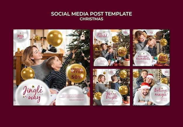 Free PSD creative festive christmas ig posts pack