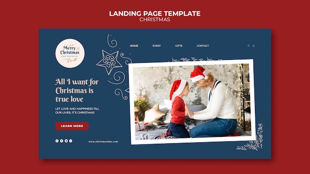 Creative festive christmas landing page template