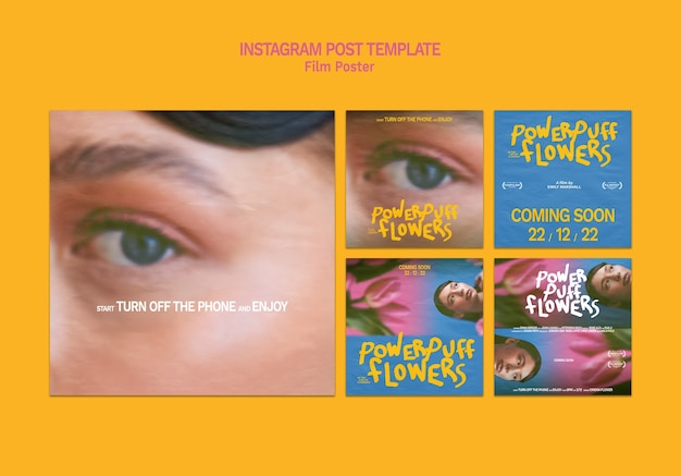 Free PSD creative film instagram posts template