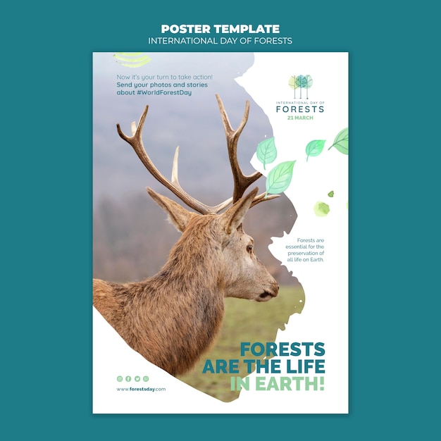 Creative forests day flyer template