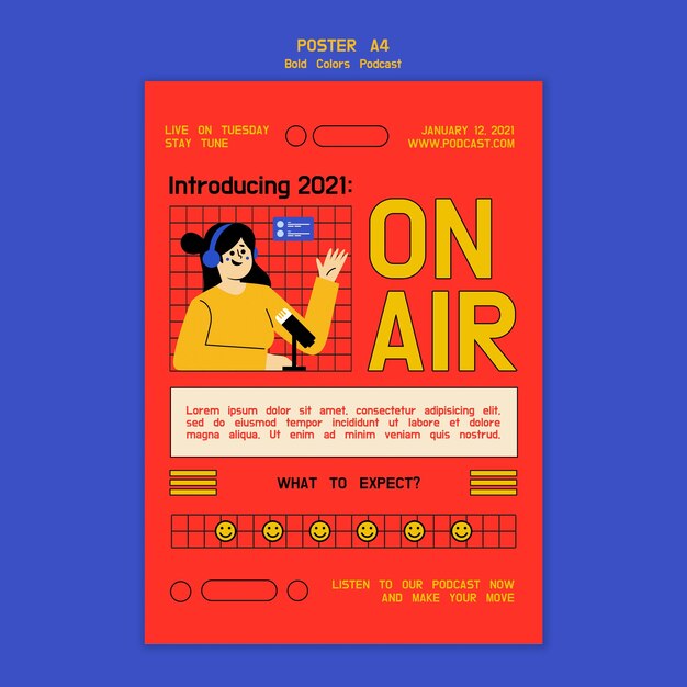 Creative illustrated podcast flyer template