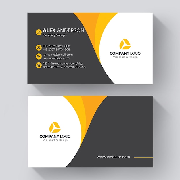 Free PSD creative modern business card with yellow details