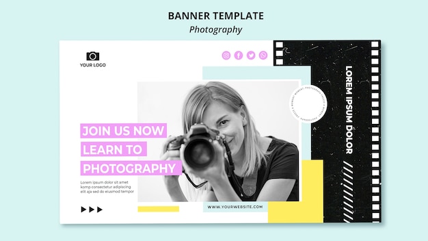 Creative photography horizontal banner template