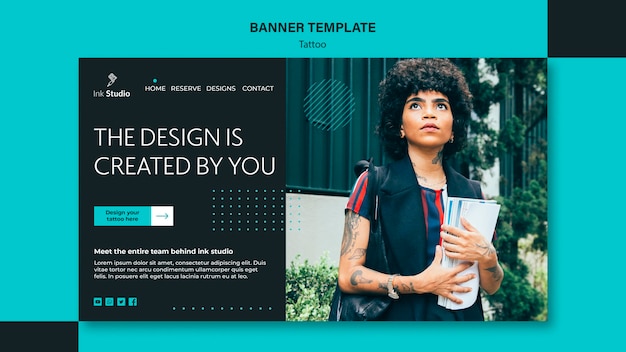 Creative tattoo studio banner template