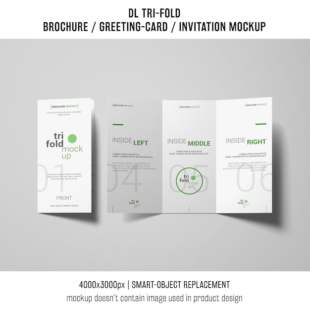 creative trifold brochure or invitation mockup