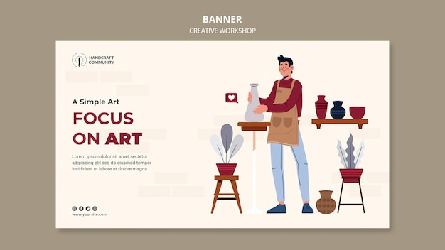 Free PSD creative workshop banner template