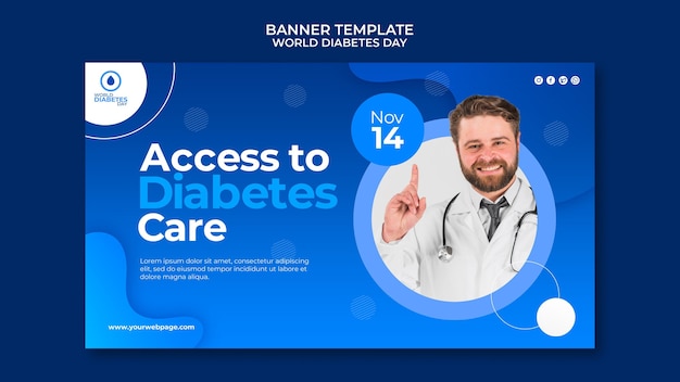 Creative world diabetes day horizontal banner template