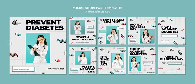 Creative world diabetes day ig post templates