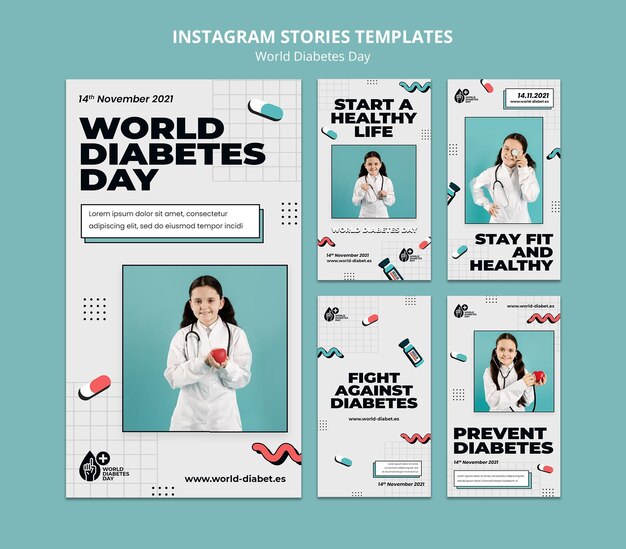 Creative world diabetes day ig story templates