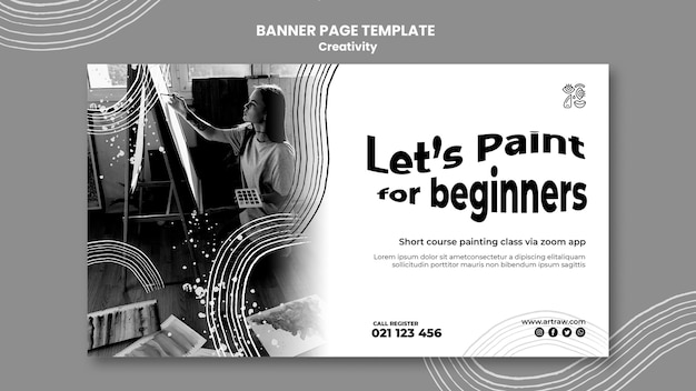 Creativity banner template with photo